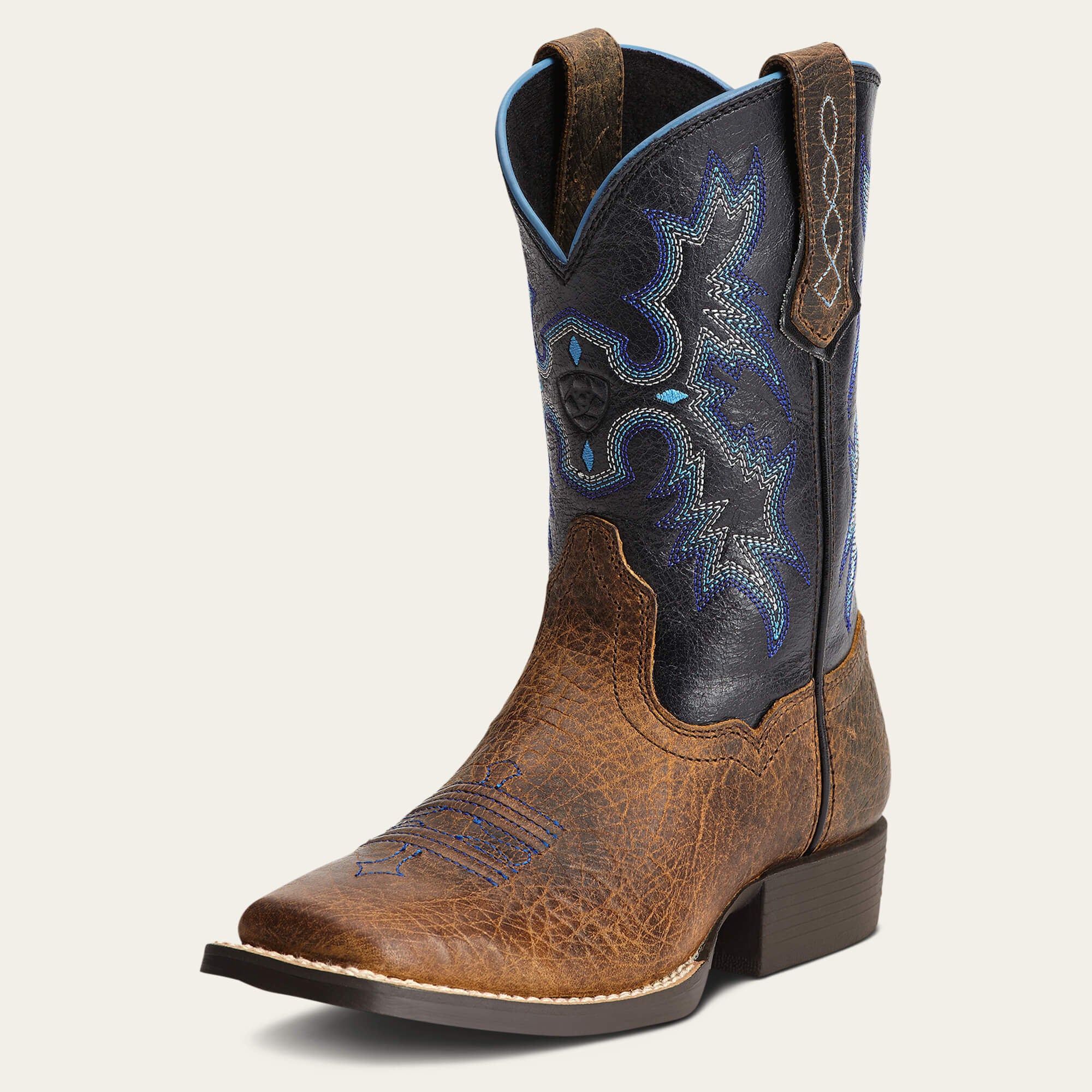 Tombstone Wide Square Toe Western Boot Kids - EARTH/BLACK