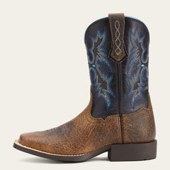 Tombstone Wide Square Toe Western Boot Kids - EARTH/BLACK