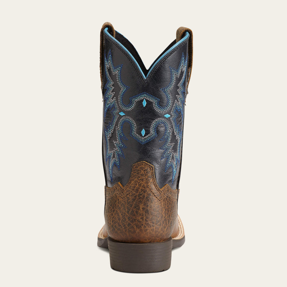 Tombstone Wide Square Toe Western Boot Kids - EARTH/BLACK