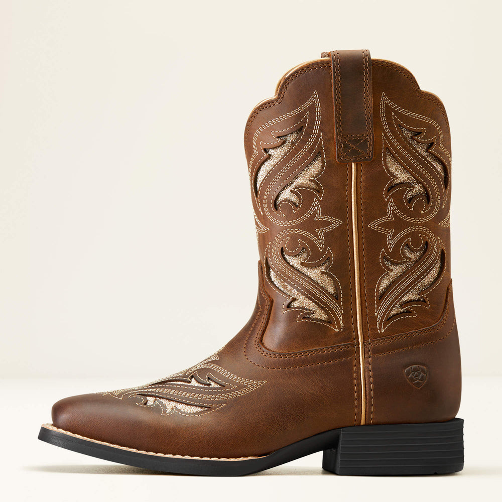 Round Up Bliss Western Boot Kids - SASSY BROWN