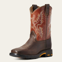 WorkHog Wide Square Toe Boot Kids - DARK EARTH
