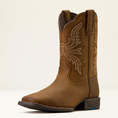 Westwood Wide Square Toe Western Boot Kids - DISTRESSED BROWN