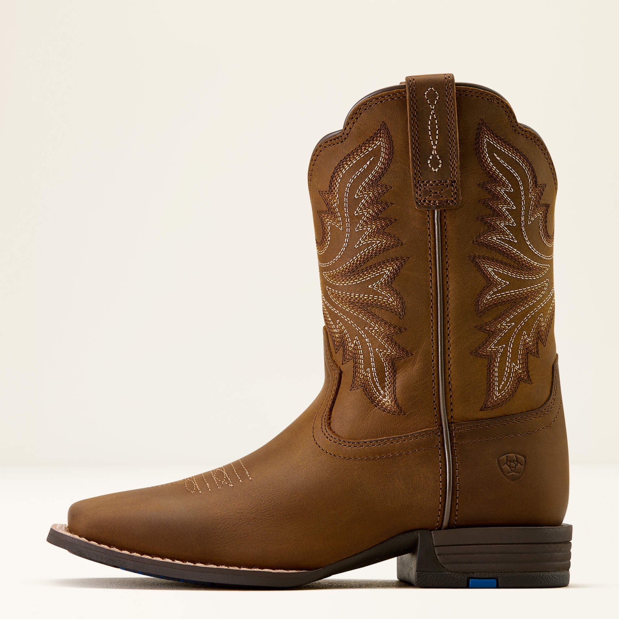 Westwood Wide Square Toe Western Boot Kids - DISTRESSED BROWN