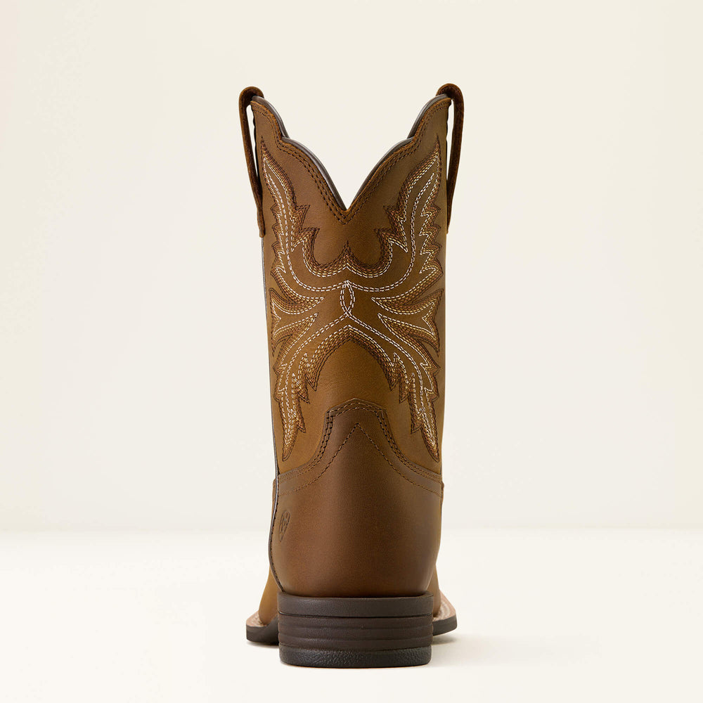 Westwood Wide Square Toe Western Boot Kids - DISTRESSED BROWN