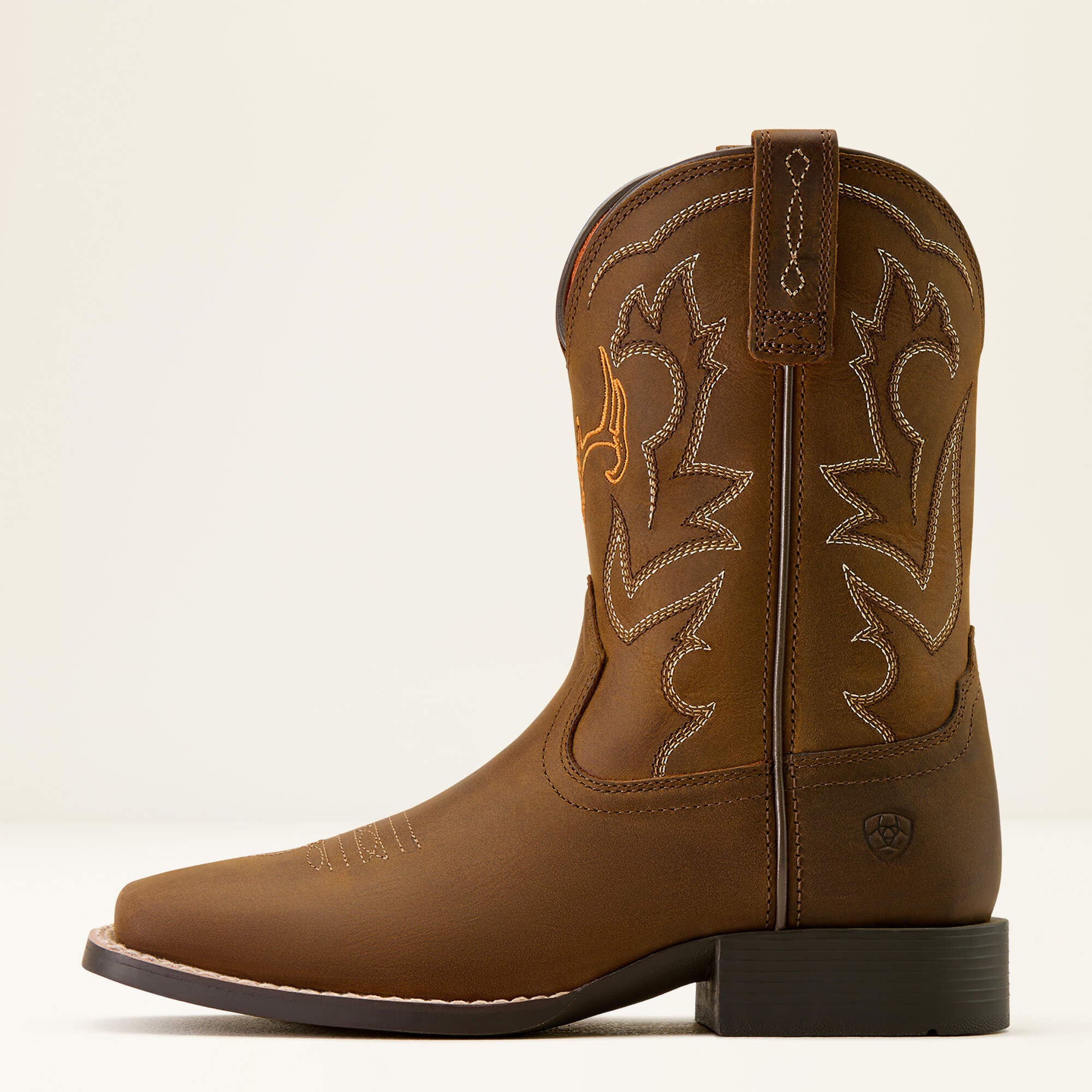 Deer Ridge Wide Square Toe Western Boot Kids - DISTRESSED BROWN