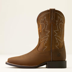 Deer Ridge Wide Square Toe Western Boot Kids - DISTRESSED BROWN