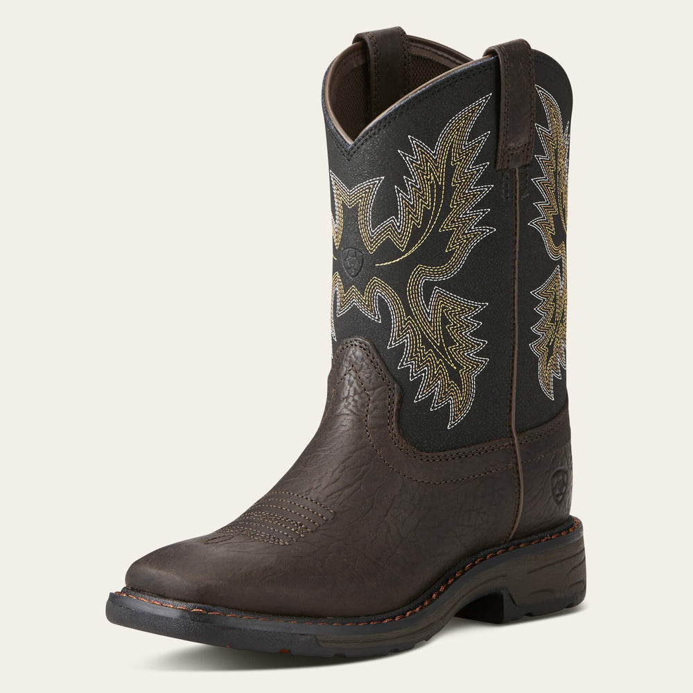 WorkHog Wide Square Toe Boot Kids - BRUIN BROWN