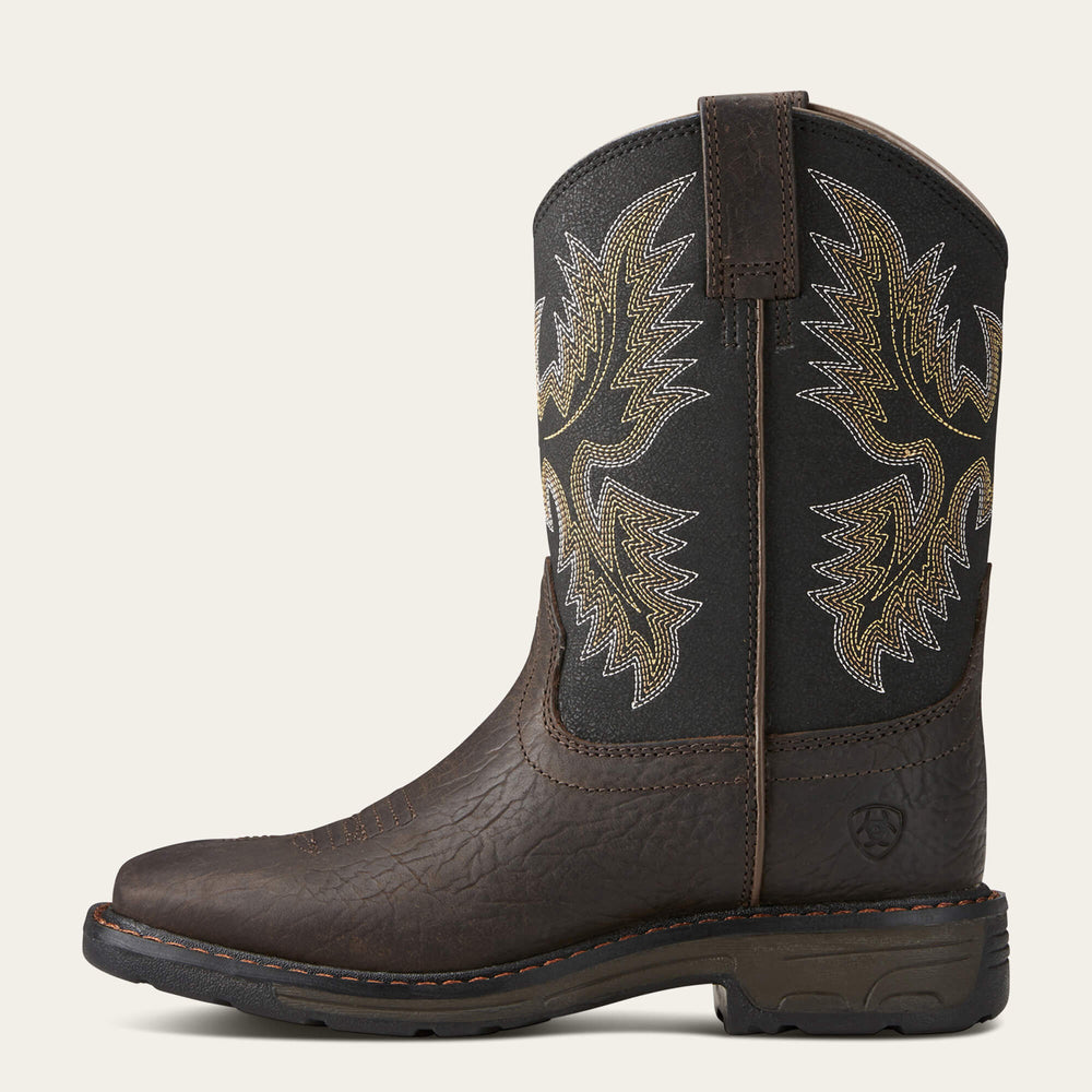 WorkHog Wide Square Toe Boot Kids - BRUIN BROWN