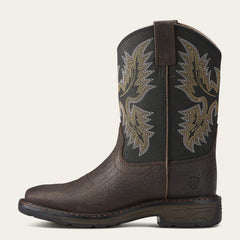 WorkHog Wide Square Toe Boot Kids - BRUIN BROWN