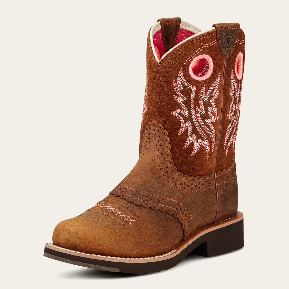 Fatbaby Cowgirl Western Boot Kids - POWDER BROWN