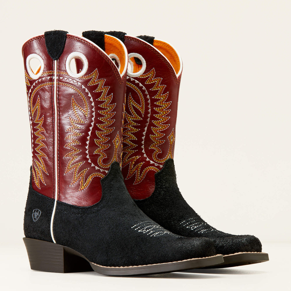 Derby Monroe Western Boot Kids - BLACK ROUGHOUT