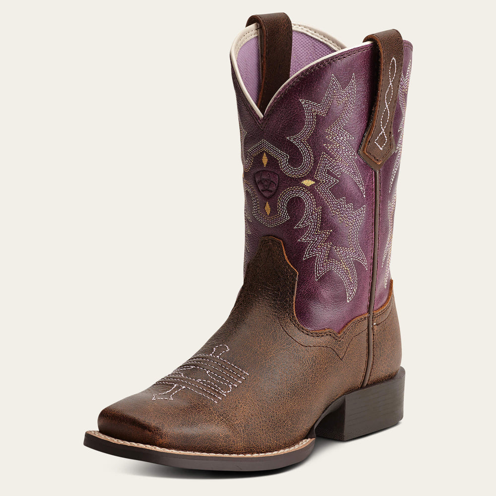 Tombstone Wide Square Toe Western Boot Kids - VINTAGE BOMBER/PLUM