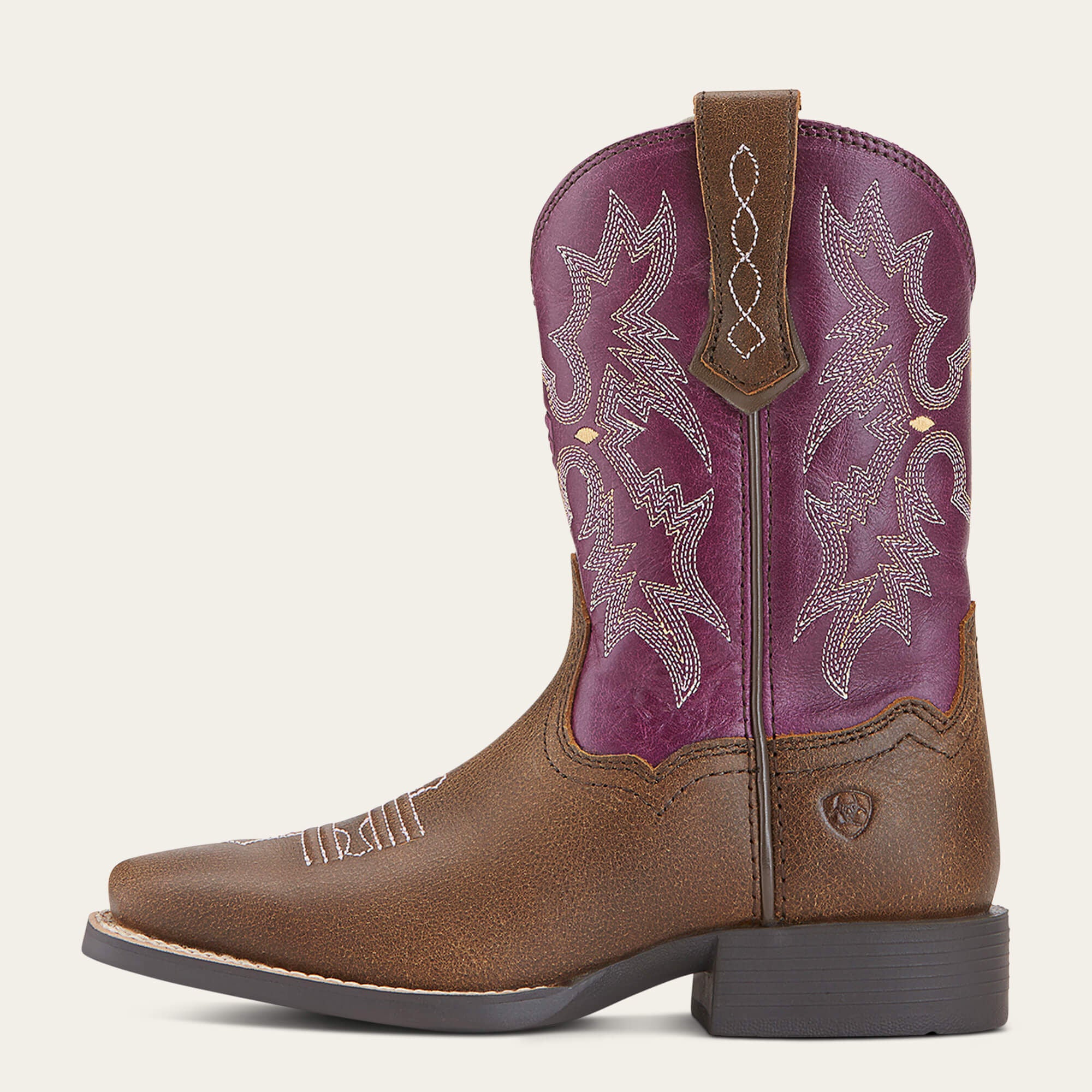 Tombstone Wide Square Toe Western Boot Kids - VINTAGE BOMBER/PLUM