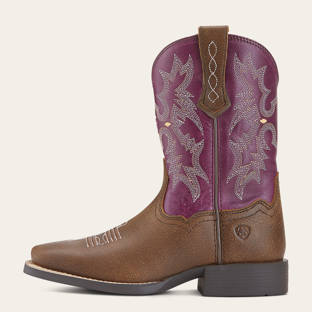 Tombstone Wide Square Toe Western Boot Kids - VINTAGE BOMBER/PLUM