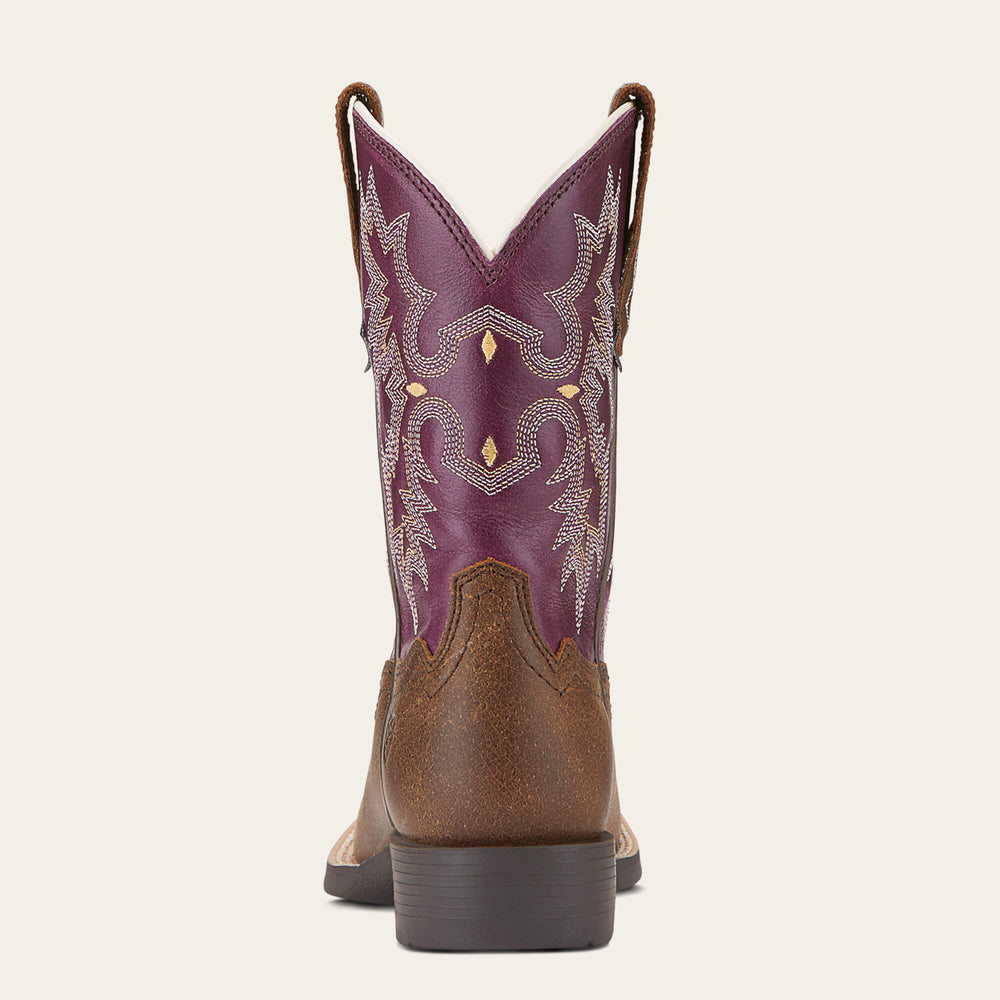 Tombstone Wide Square Toe Western Boot Kids - VINTAGE BOMBER/PLUM