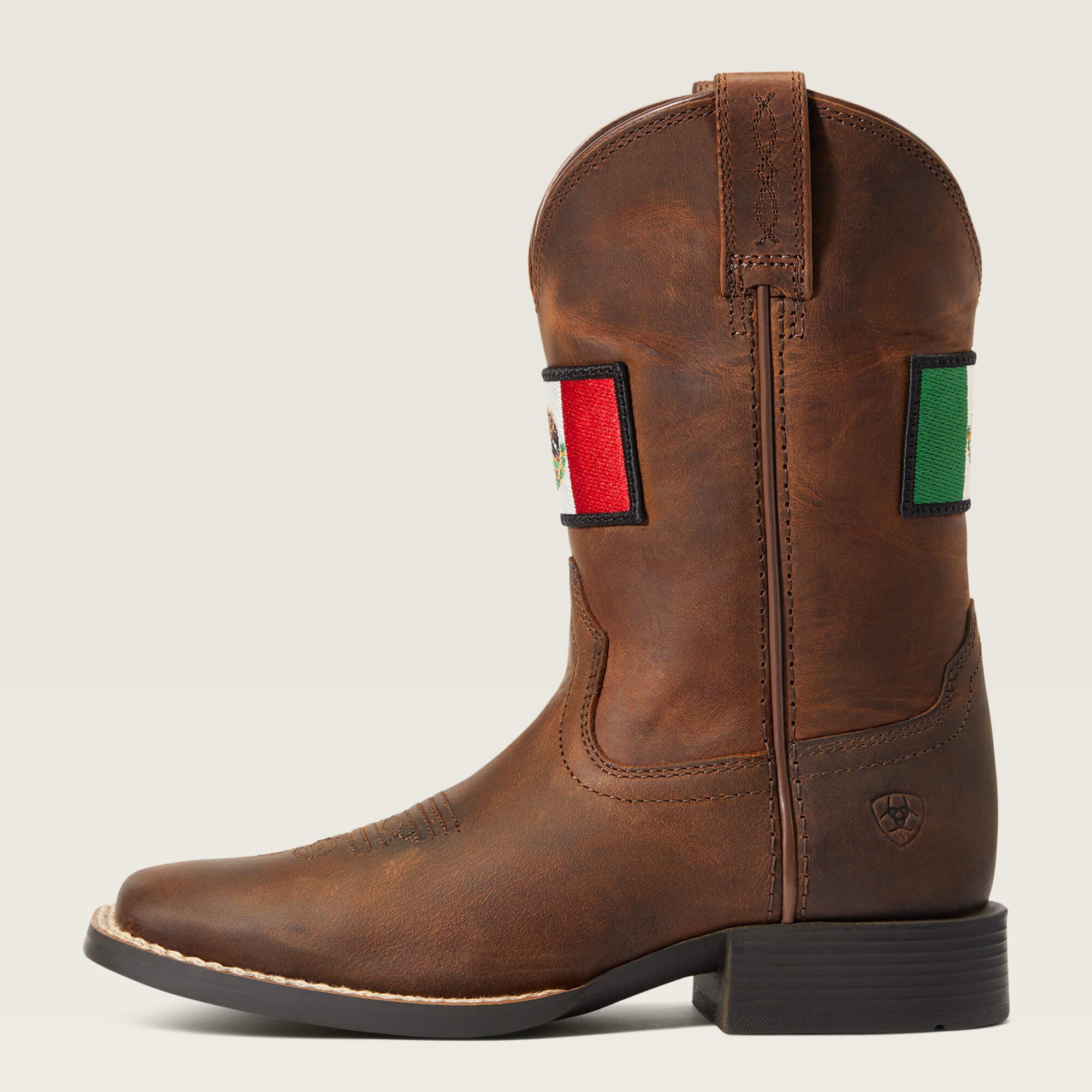 Orgullo Mexicano II Western Boot Kids - DISTRESSED BROWN