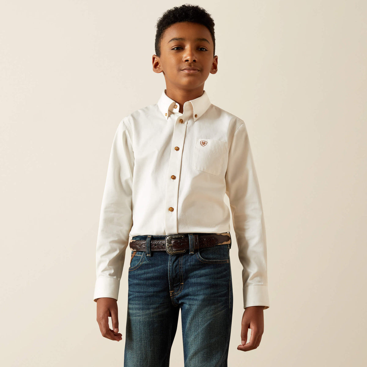 Solid Twill Classic Fit Shirt Kids - WHITE