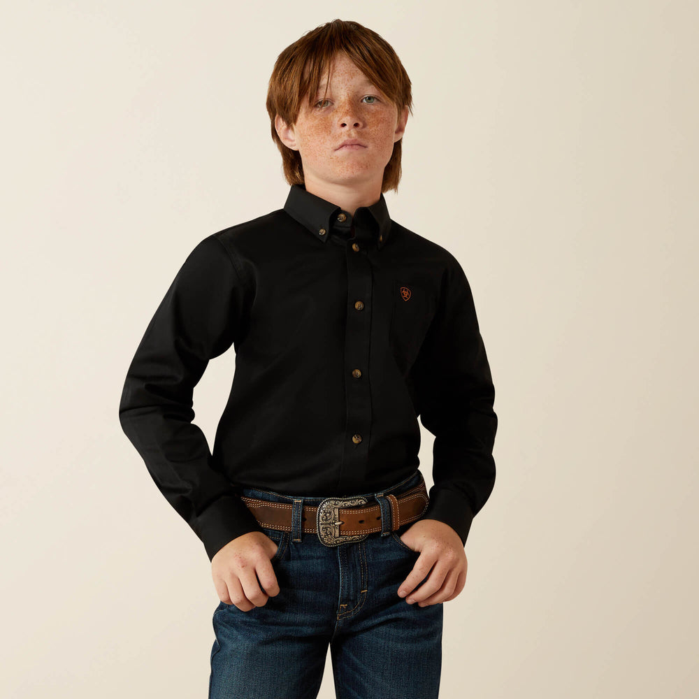 Solid Twill Classic Fit Shirt Kids - BLACK