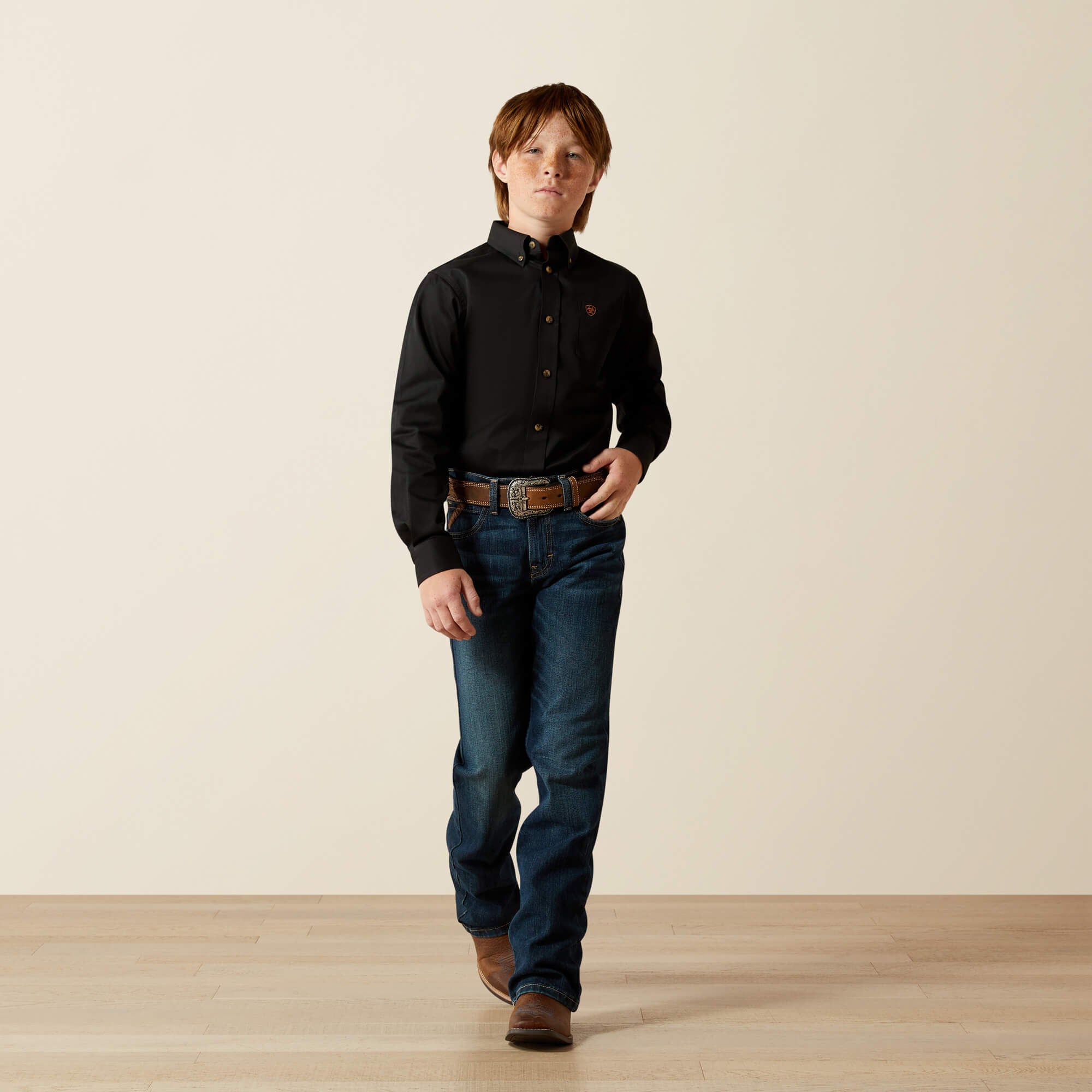 Solid Twill Classic Fit Shirt Kids - BLACK