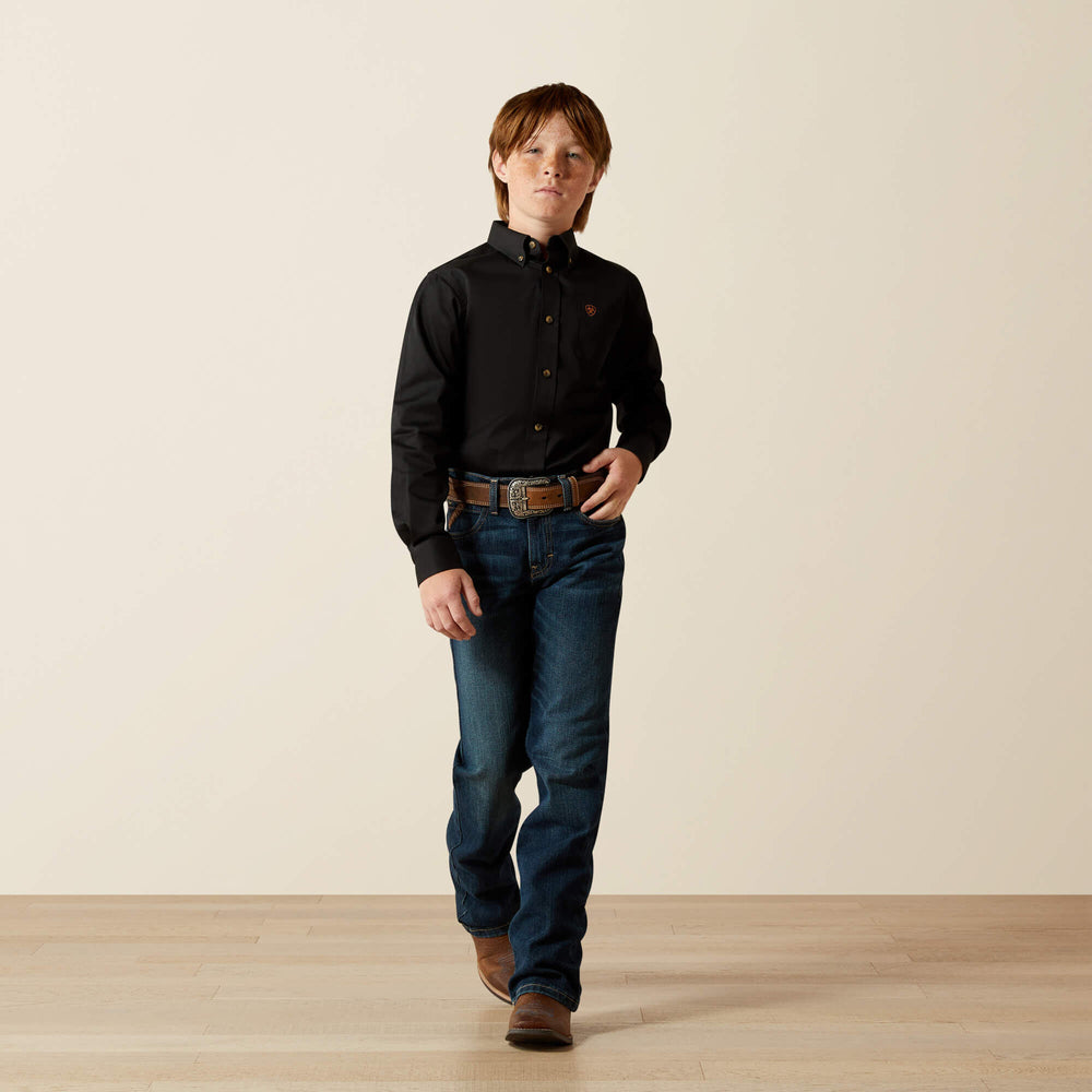 Solid Twill Classic Fit Shirt Kids - BLACK