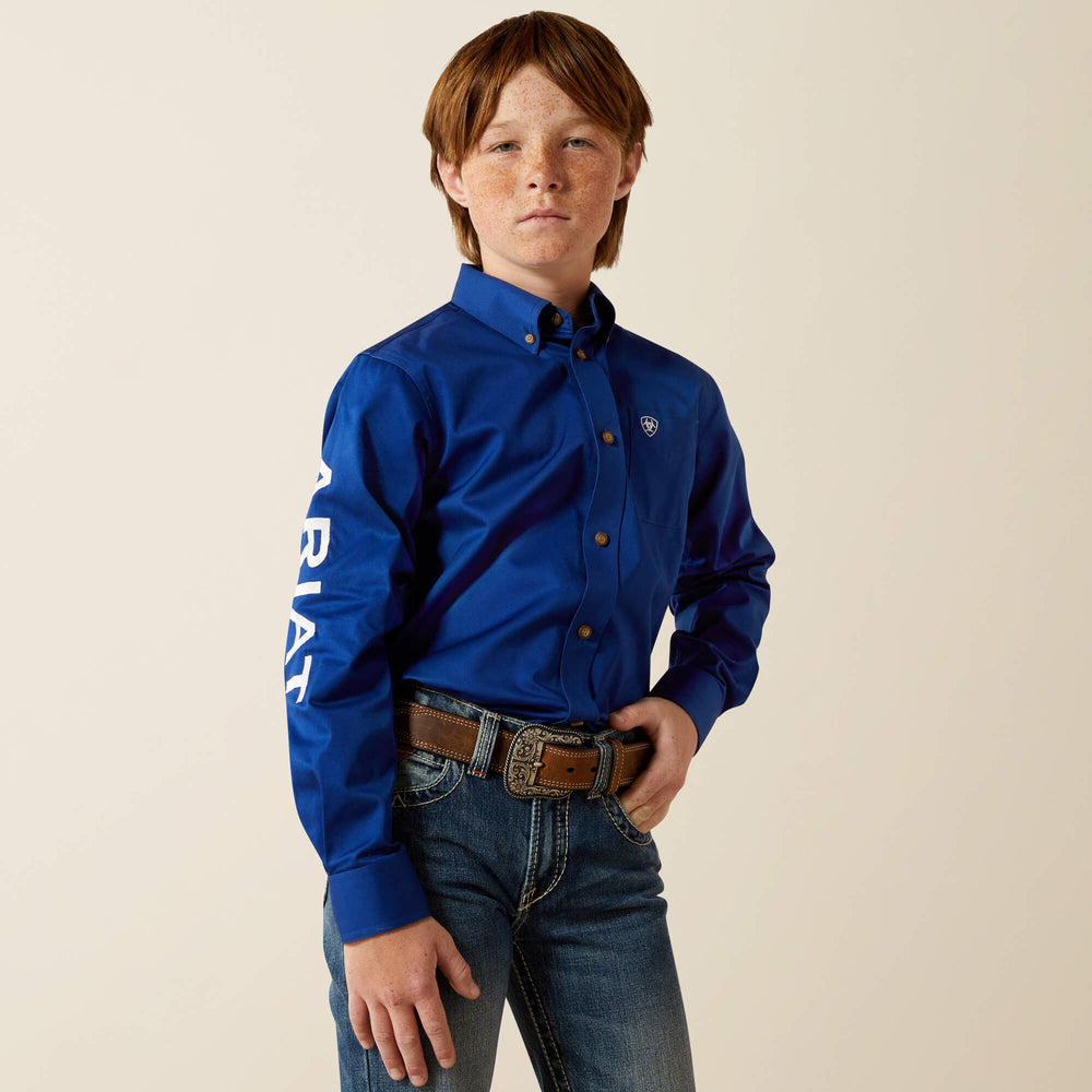 Team Logo Twill Classic Fit Shirt Kids - ULTRAMARINE/WHITE
