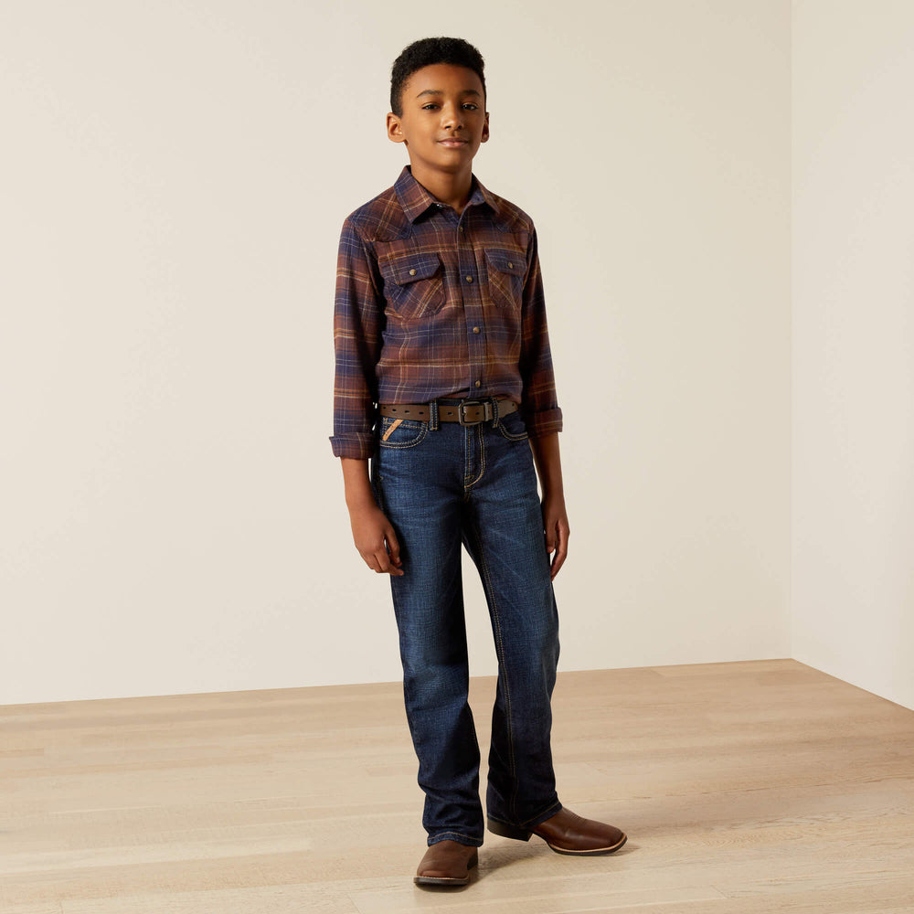 Harleigh Retro Classic Fit Shirt Kids - DEEP MAHOGANY