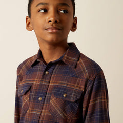 Harleigh Retro Classic Fit Shirt Kids - DEEP MAHOGANY