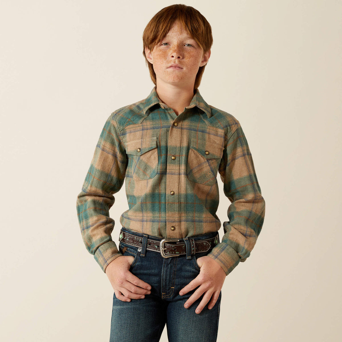 Huxlee Retro Classic Fit Shirt Kids - DEEP TEAL