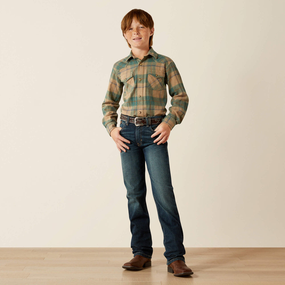 Huxlee Retro Classic Fit Shirt Kids - DEEP TEAL