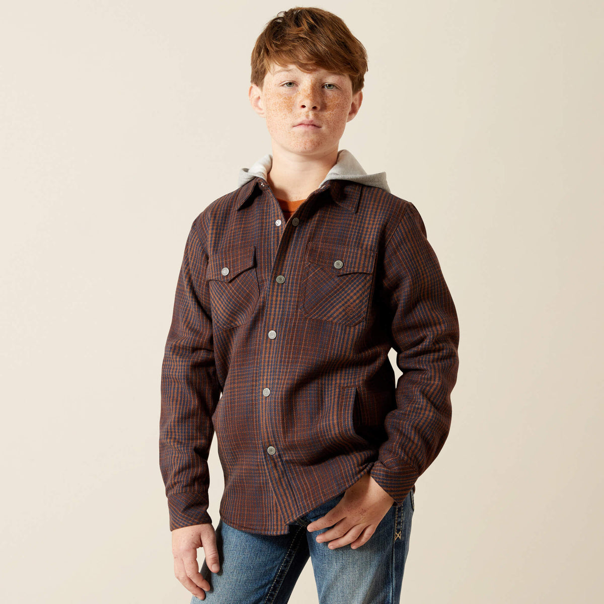 Holbrook Retro Shirt Jacket Kids - BROWN