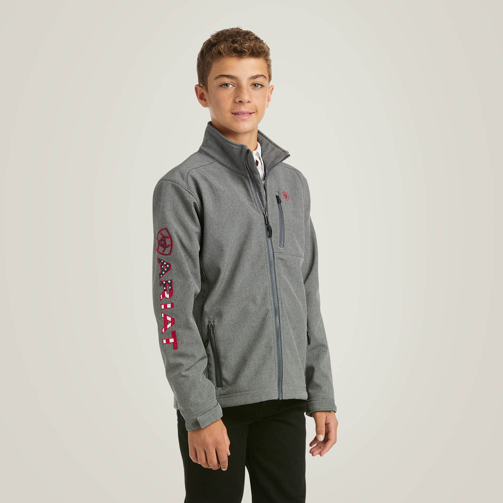 Logo 2.0 Softshell Jacket Kids - CHARCOAL/AMERICANA