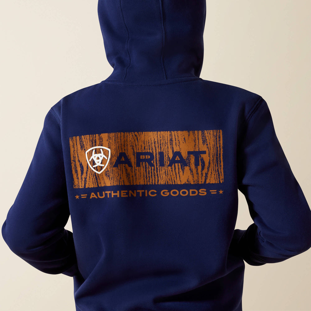 Ariat Woodshop Stack Hoodie Kids - NAVY