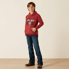 Ariat Liquid Stamp Flag Hoodie Kids - BRICK RED