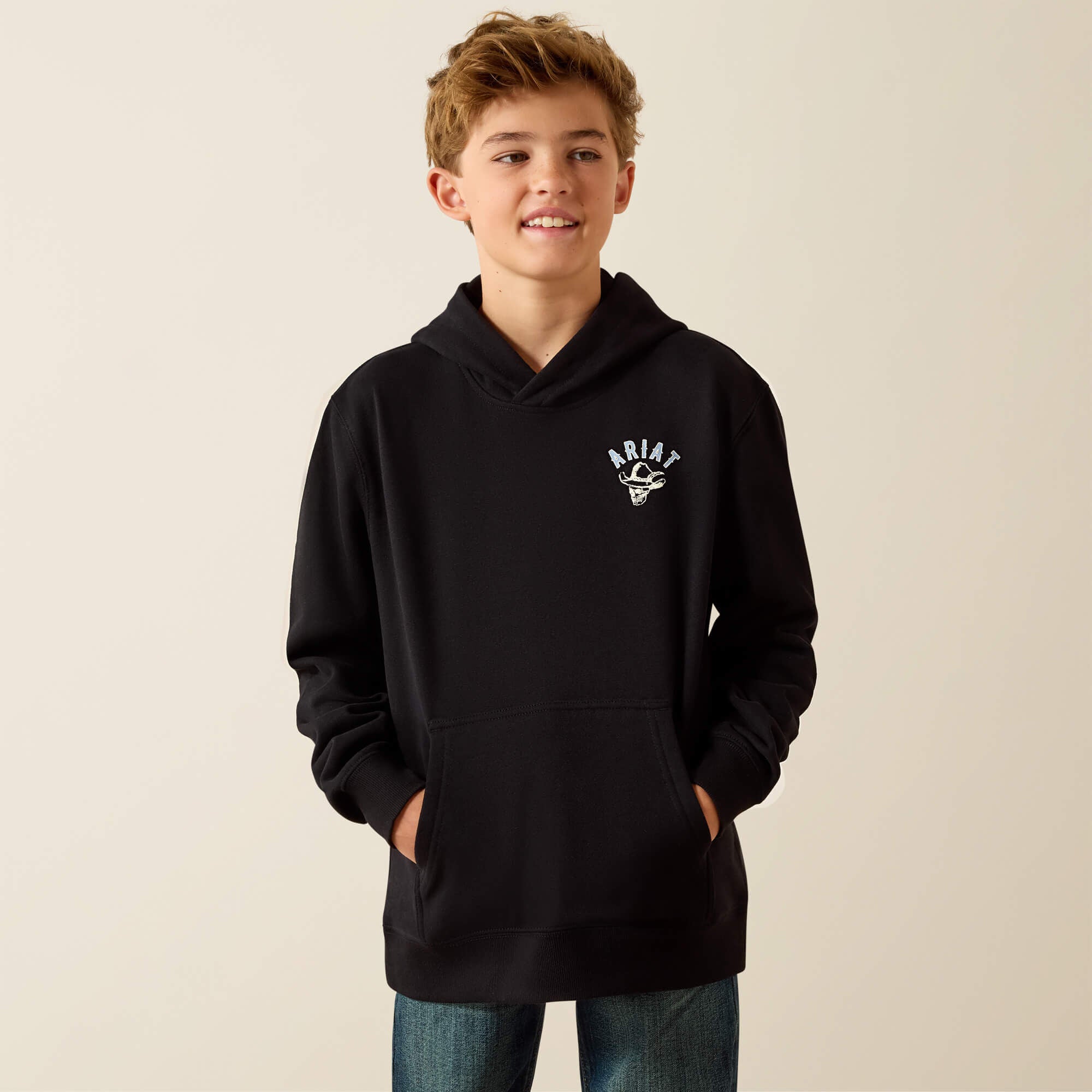 Ariat Stitched Skull Hoodie Kids - BLACK