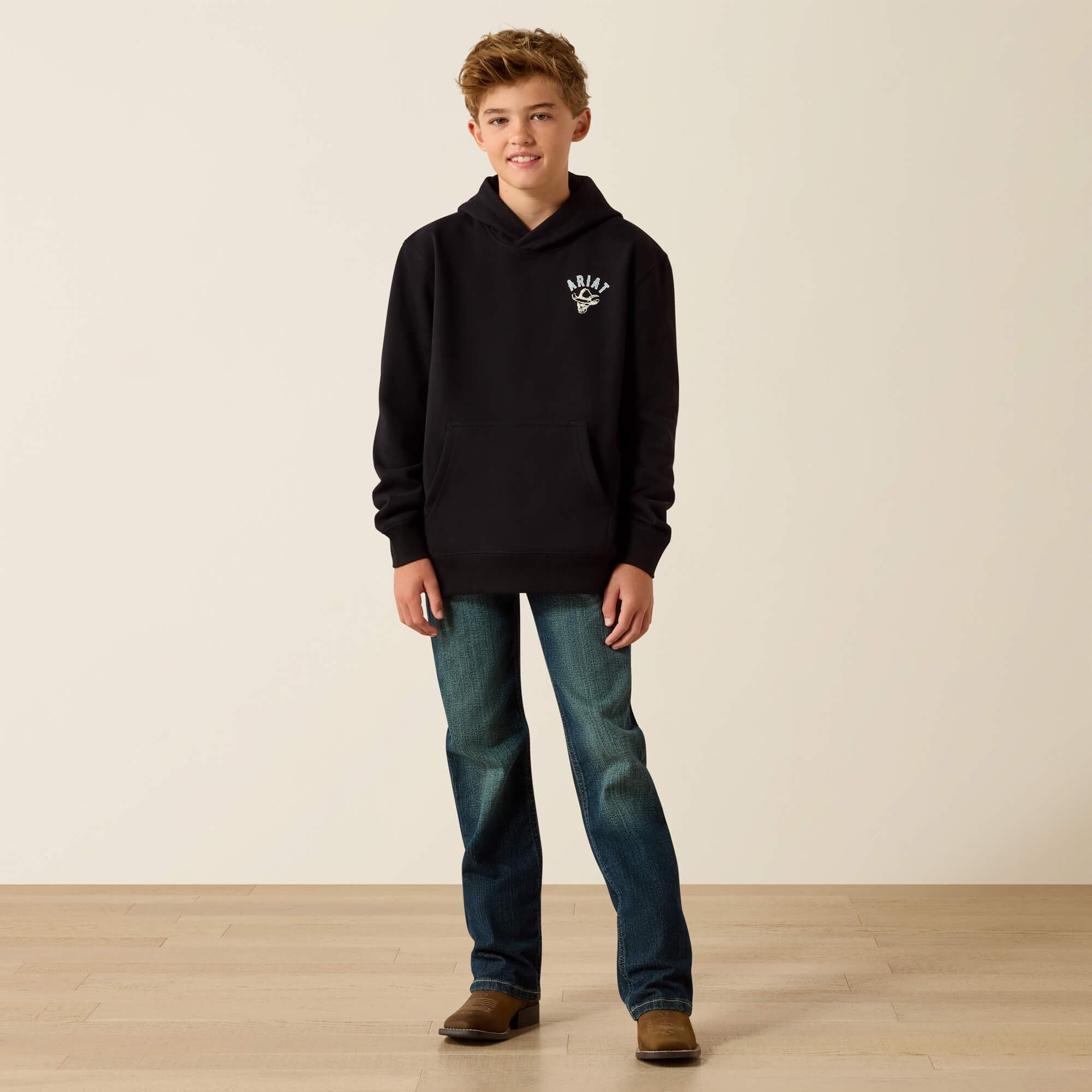 Ariat Stitched Skull Hoodie Kids - BLACK