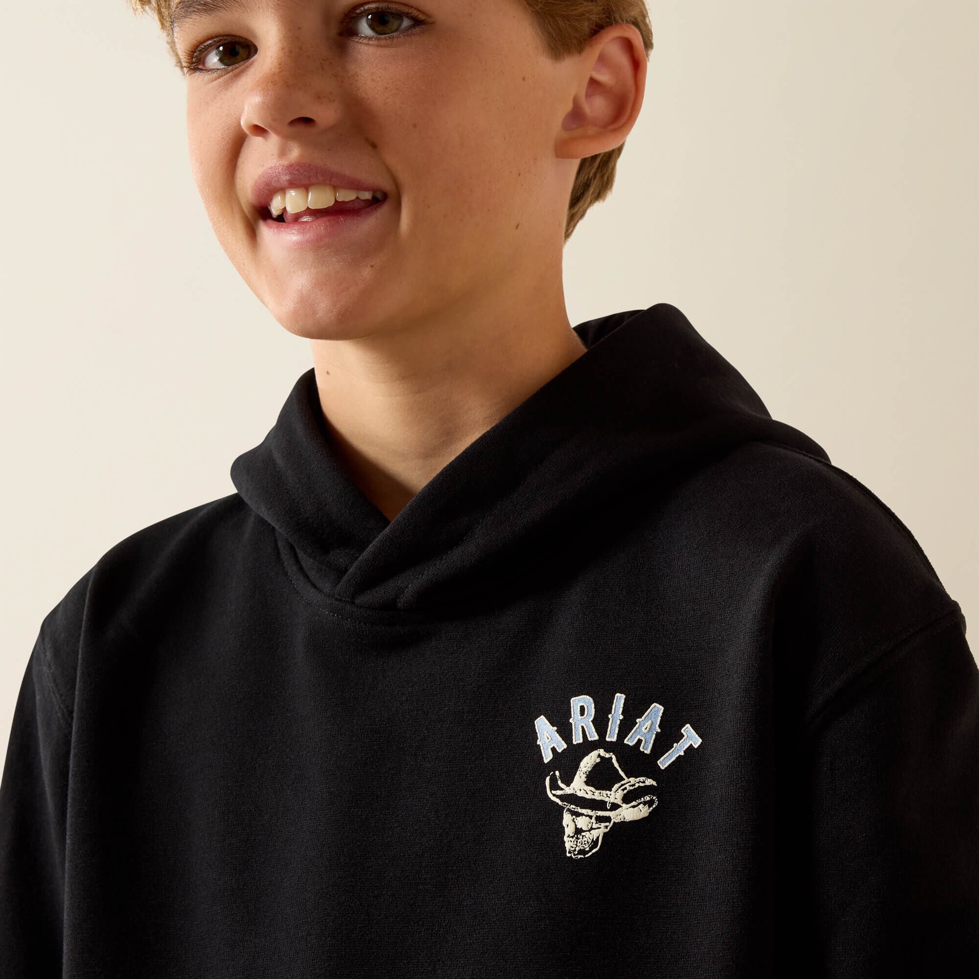 Ariat Stitched Skull Hoodie Kids - BLACK