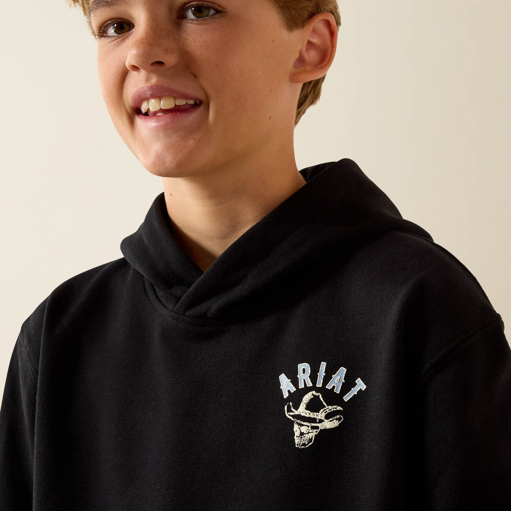 Ariat Stitched Skull Hoodie Kids - BLACK