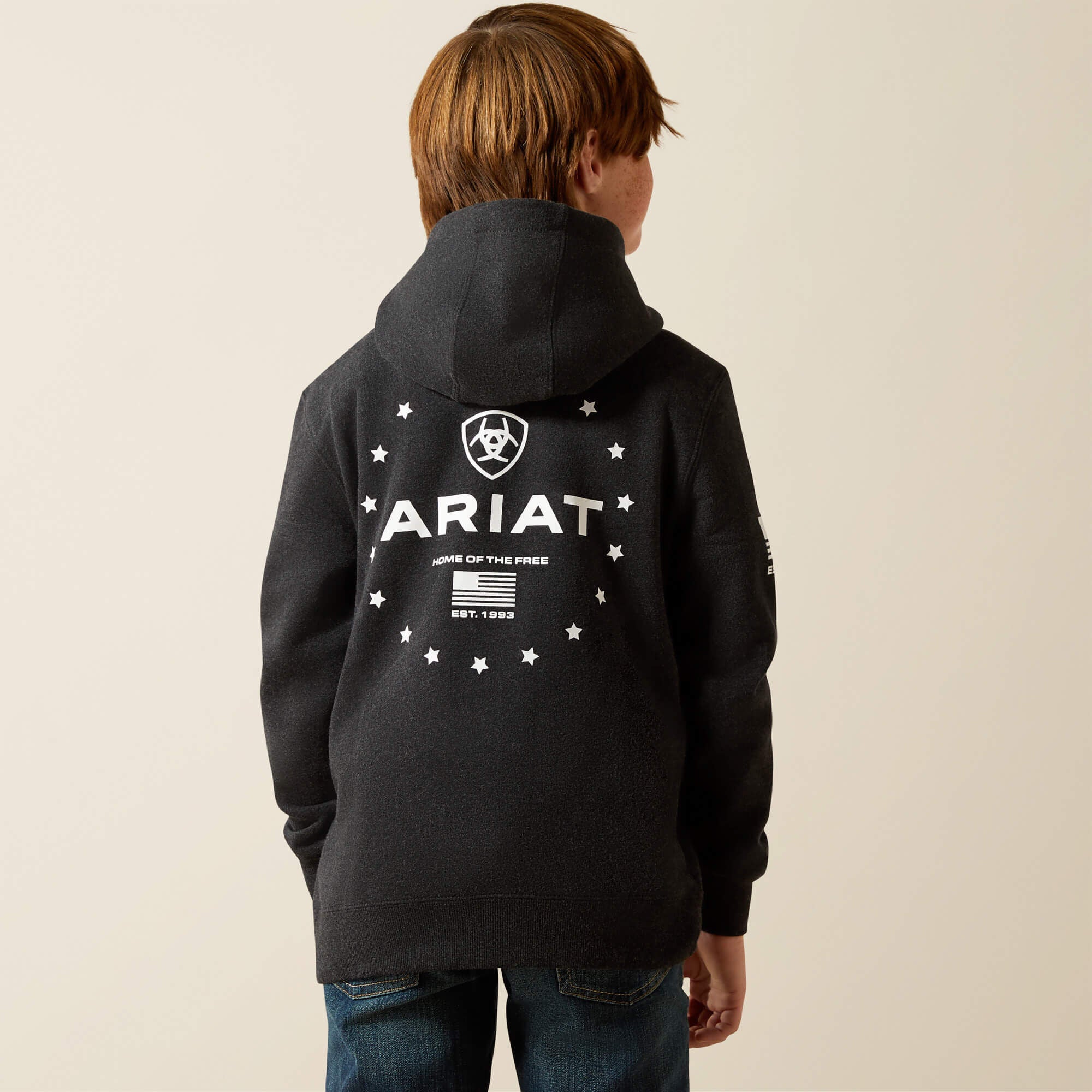 Ariat Sponsor Patriot Hoodie Kids - CHARCOAL HEATHER