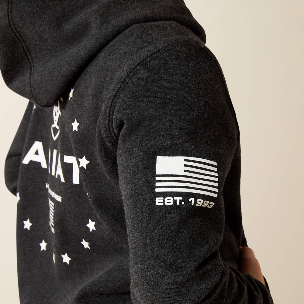 Ariat Sponsor Patriot Hoodie Kids - CHARCOAL HEATHER