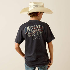 Ariat American Bison T-Shirt Kids - CHARCOAL HEATHER