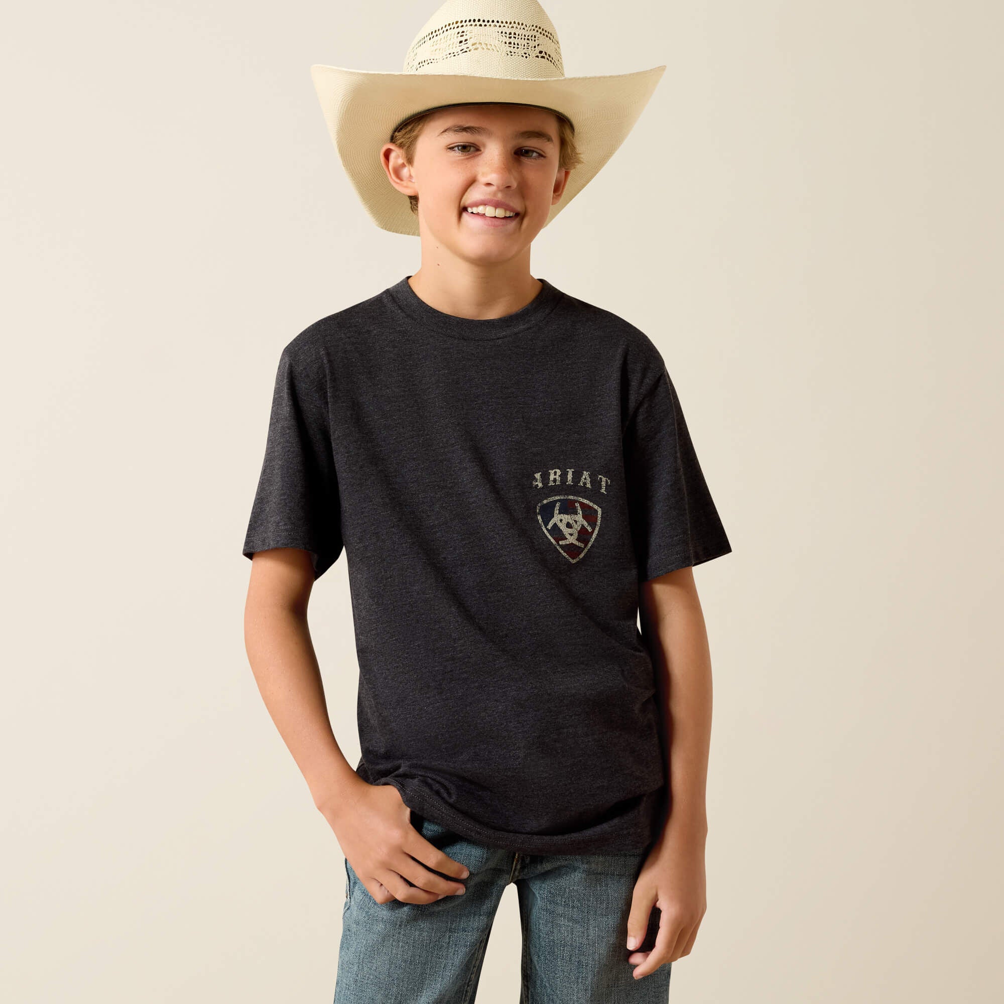 Ariat American Bison T-Shirt Kids - CHARCOAL HEATHER