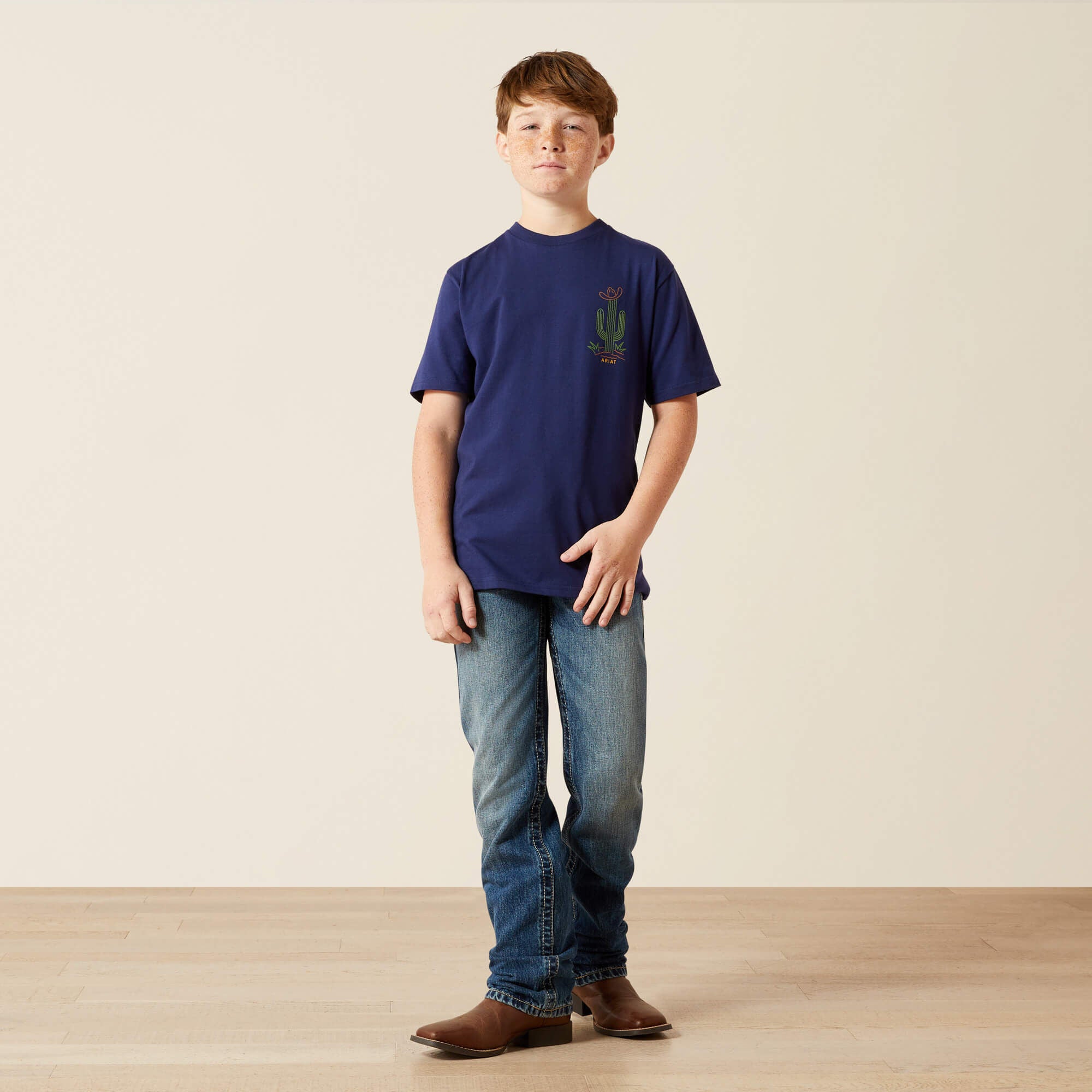 Ariat Neon Cactus T-Shirt Kids - MEDIEVAL BLUE