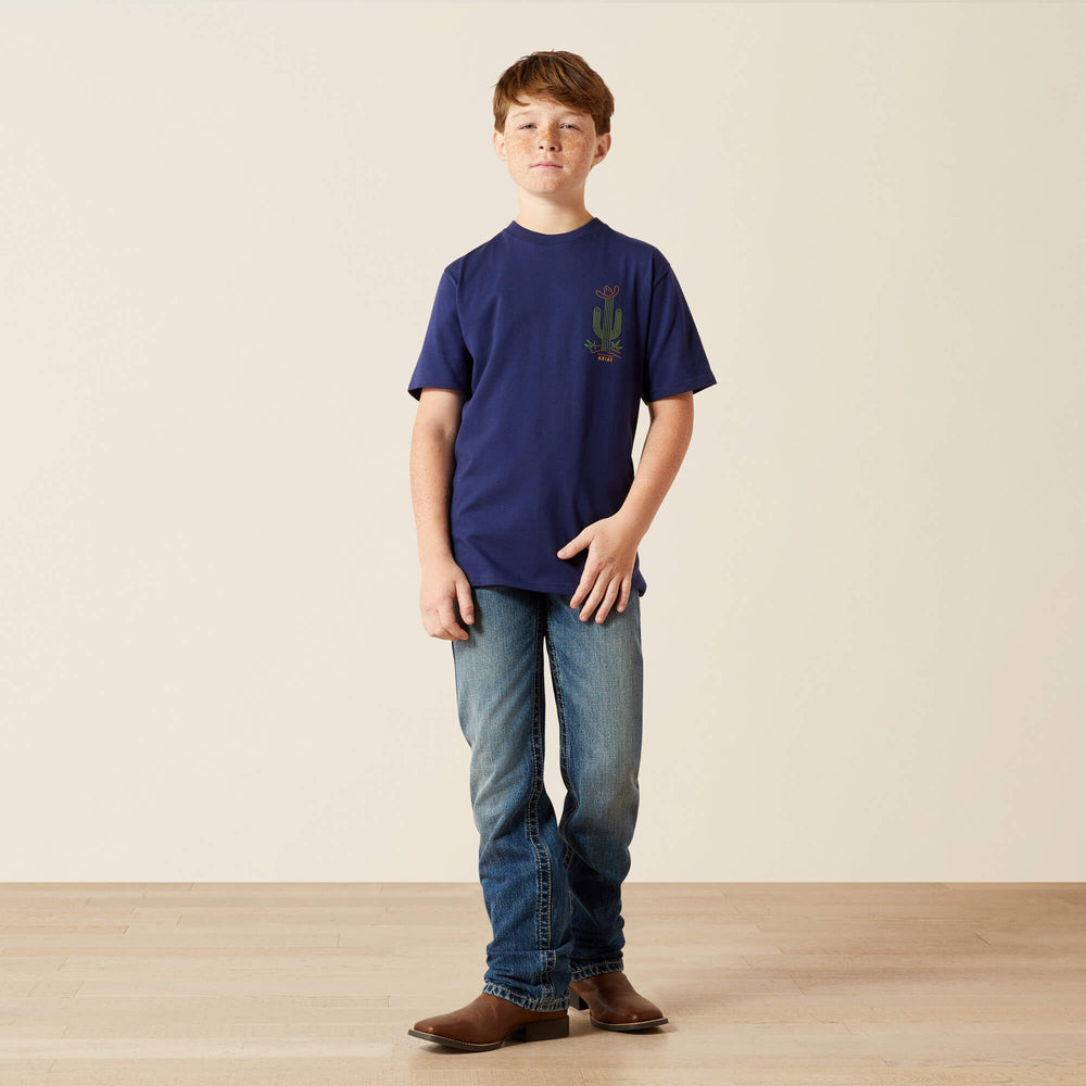 Ariat Neon Cactus T-Shirt Kids - MEDIEVAL BLUE