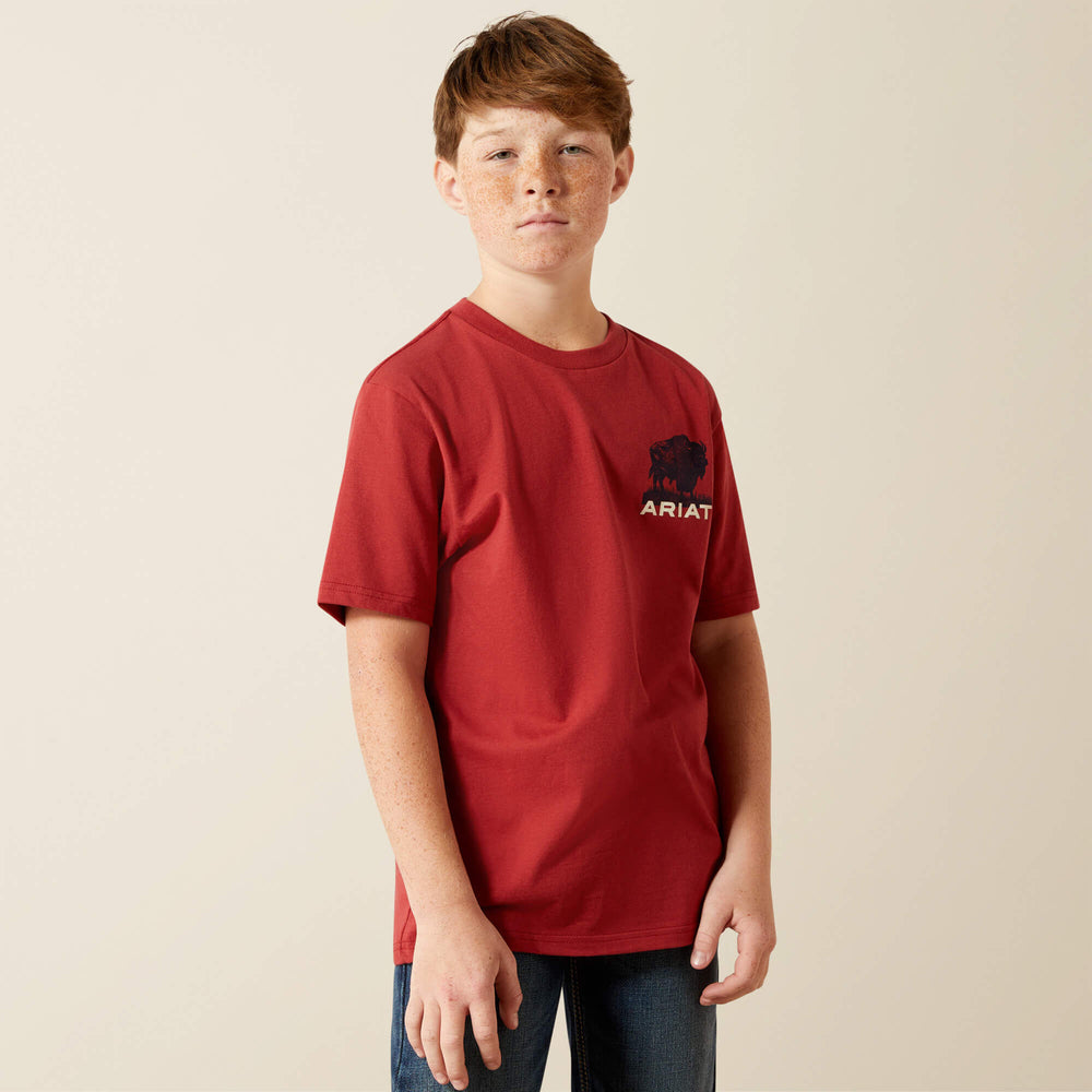 Ariat Buffalo Flag T-Shirt Kids - BRICK RED