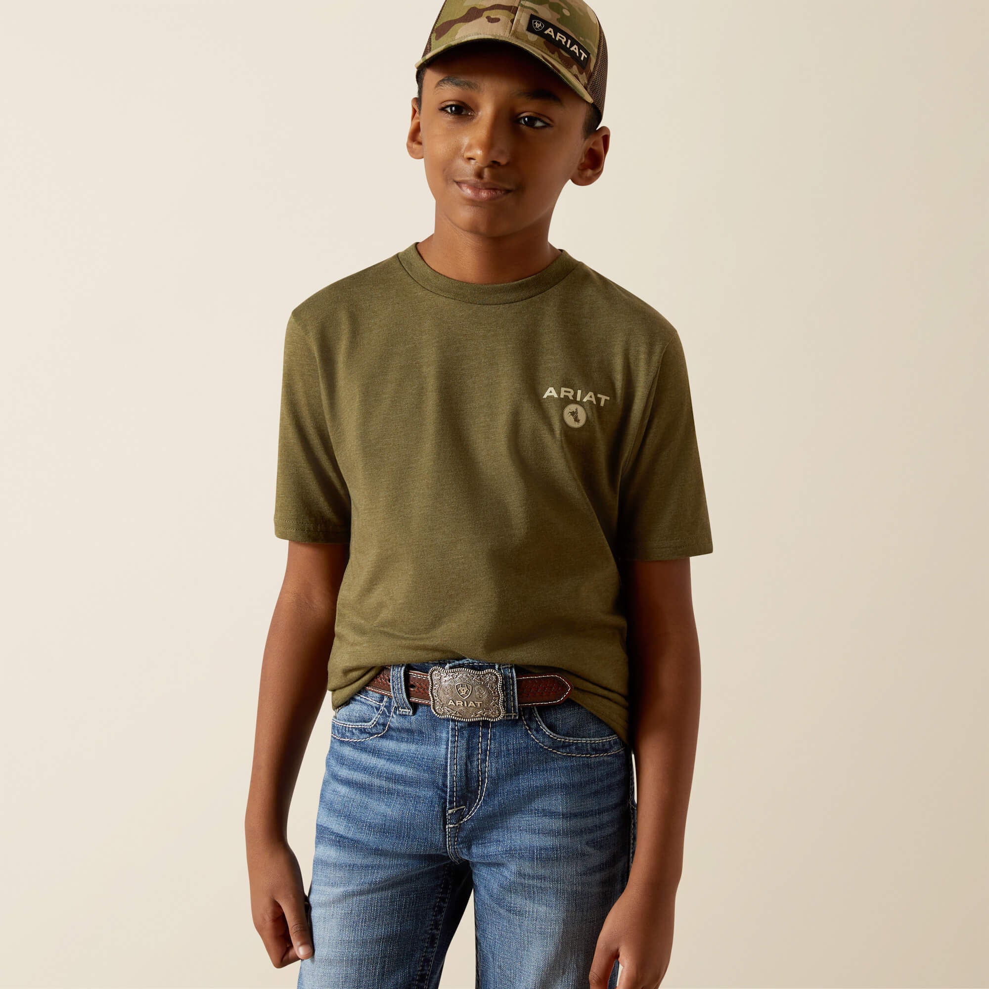 Ariat Roped Diamond T-Shirt Kids - MILITARY HEATHER