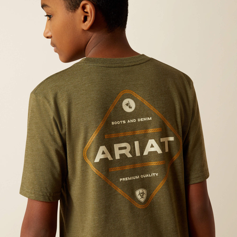 Ariat Roped Diamond T-Shirt Kids - MILITARY HEATHER