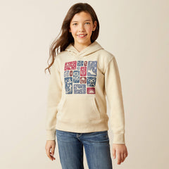 Western Blocks Hoodie Kids - OYSTER GREY