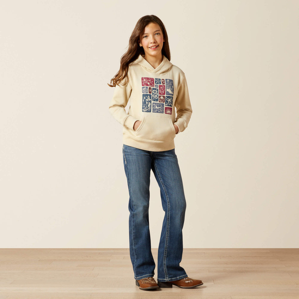 Western Blocks Hoodie Kids - OYSTER GREY