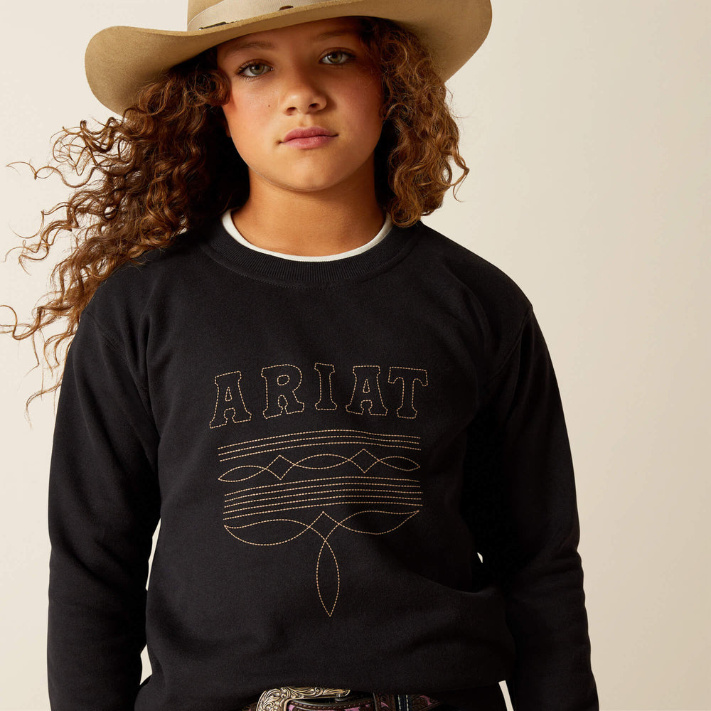 Booted Logo Sweatshirt Kids - BLACK