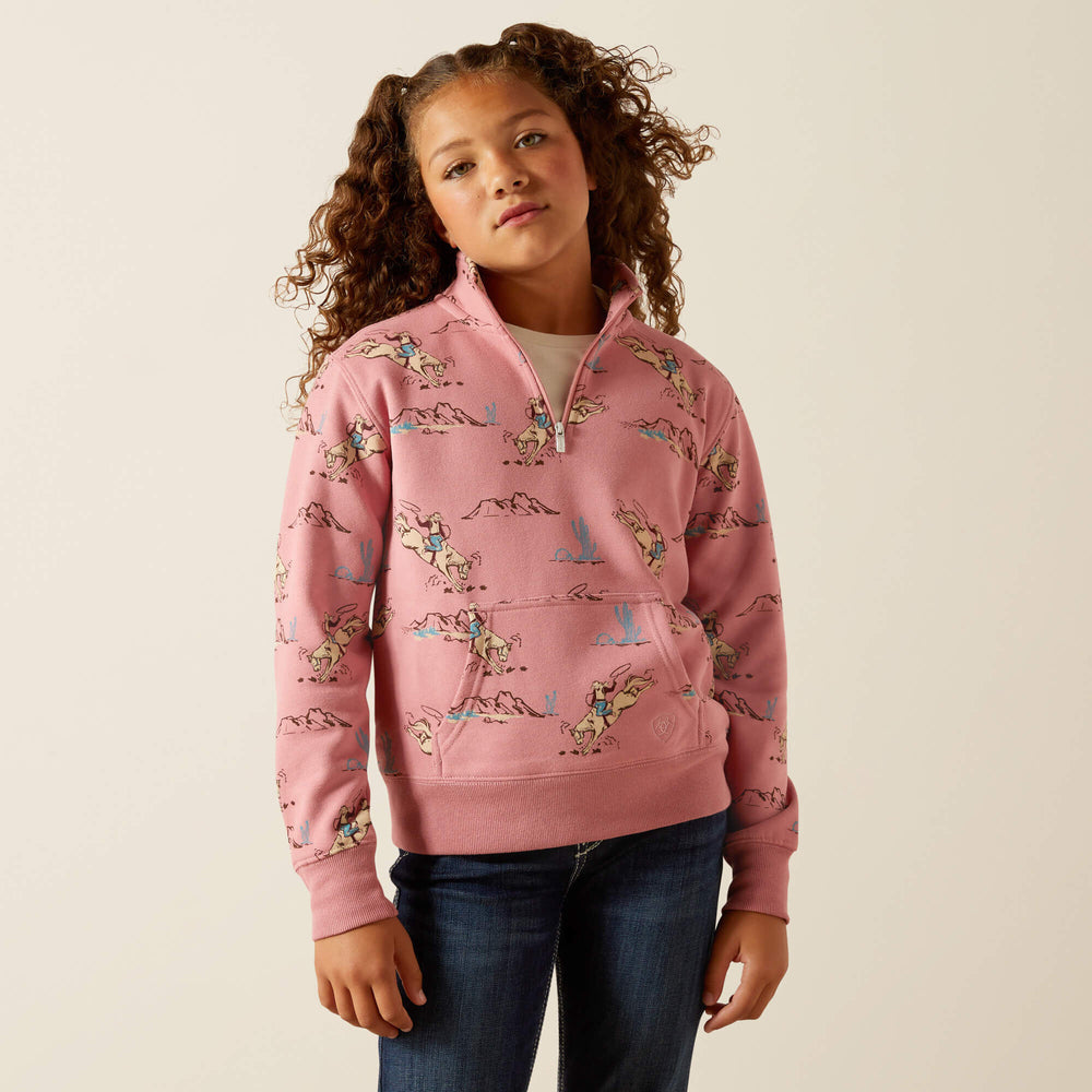 Bronc Scene 1/4 Zip Sweatshirt Kids - BRONC TOILE